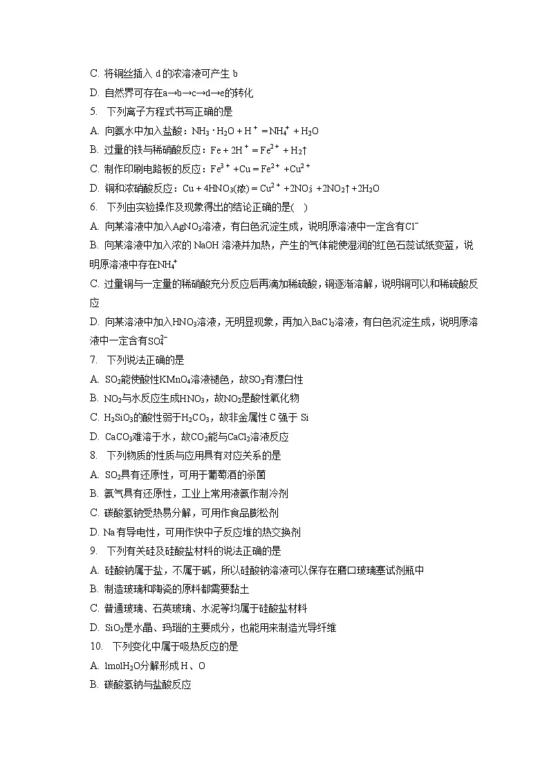 2021-2022学年重庆市广益中学高一(下)月考化学试卷(第2次)(含答案解析)第2页