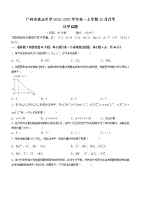 广东省广州市重点中学2022-2023学年高一上学期12月月考化学试题（Word版含答案）