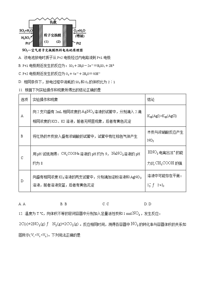 2023天津河东区高二上学期期末化学试题含解析03