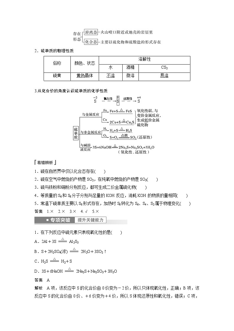 新高考化学一轮复习讲义 第4章 第20讲 硫及其氧化物02