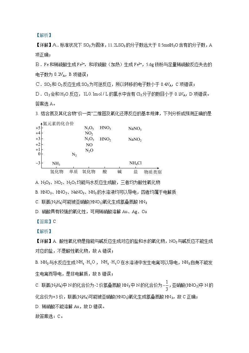 重庆市第一中学2022-2023学年高一化学下学期第一次月考试题（Word版附解析）02