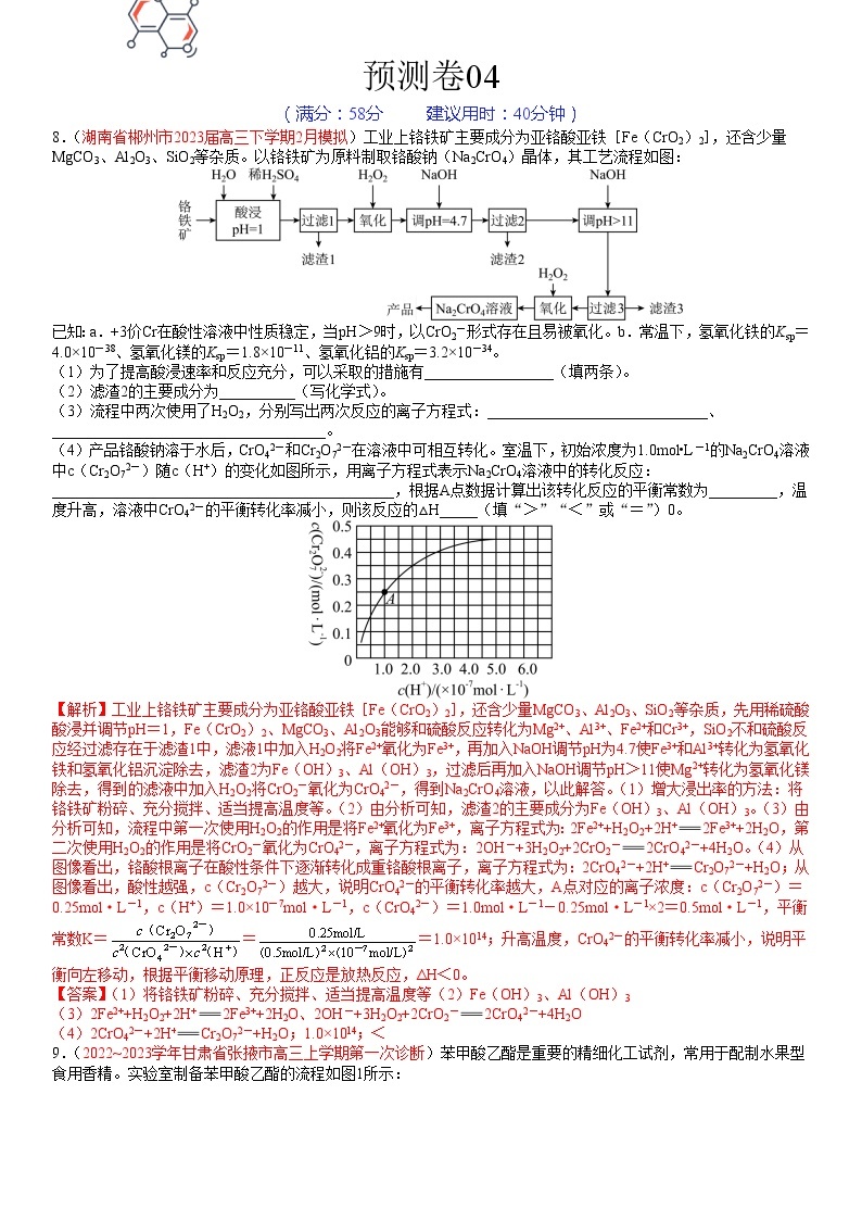 预测卷04-【大题精做】冲刺2023年高考化学大题突破+限时集训（新高考专用）01