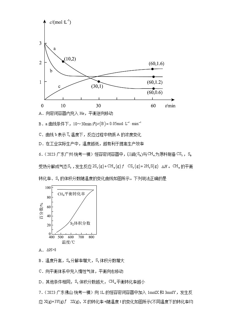 广东省2023年高考化学模拟题汇编-17化学平衡(选择题)第3页