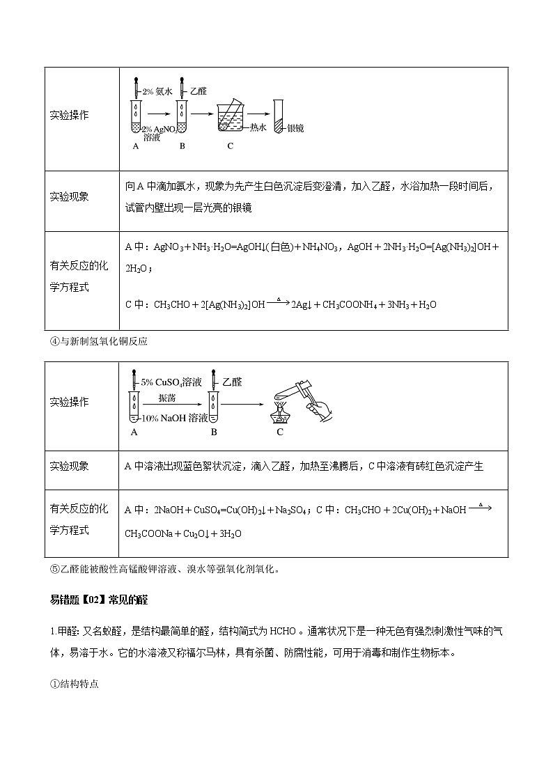 易错点10 醛和酮的结构与性质-2022-2023学年高二化学易错归纳与巩固(人教版2019选择性必修3) 练习02