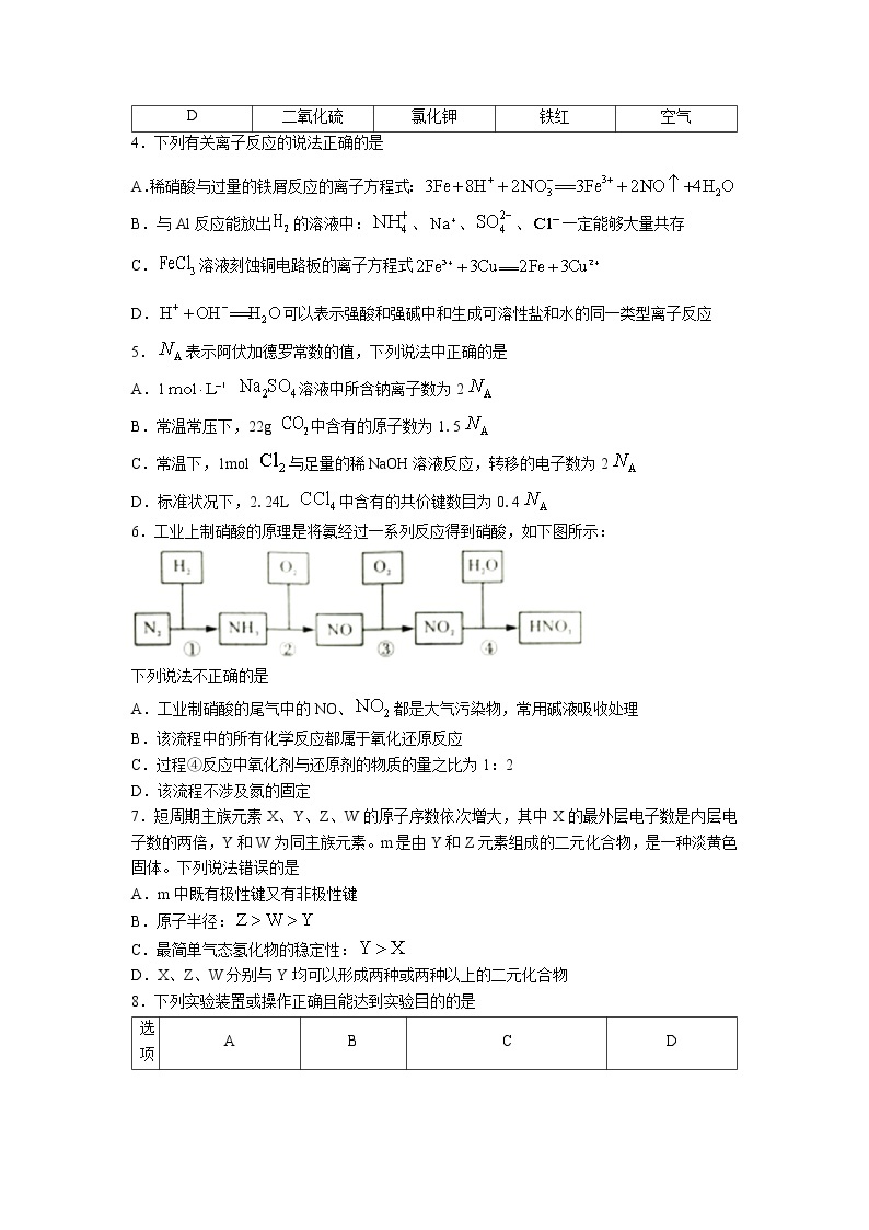 湖南省108所学校2022-2023学年高一化学下学期期中联考试题（Word版附答案）02