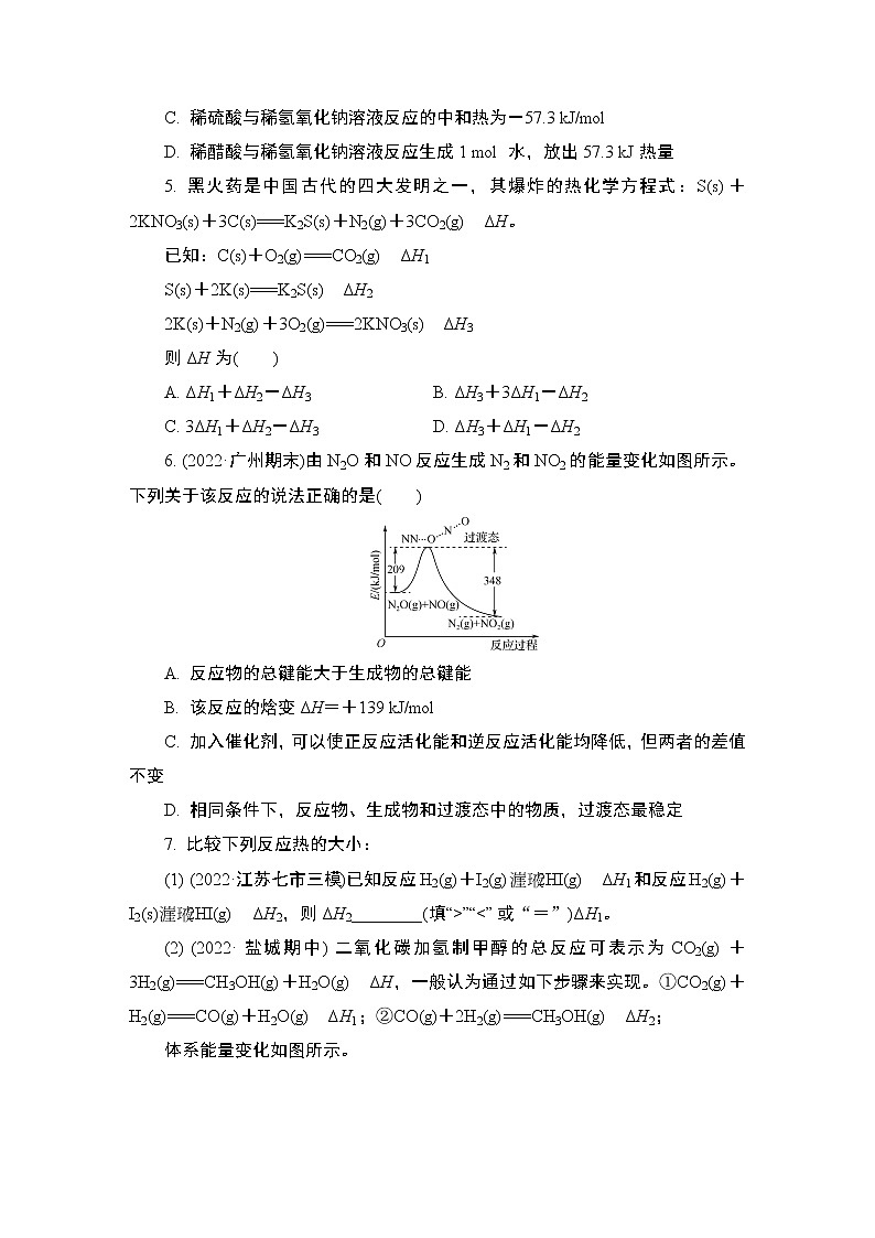 2024年江苏高考化学一轮复习 第17讲 反应热 盖斯定律 课时练(含解析)02