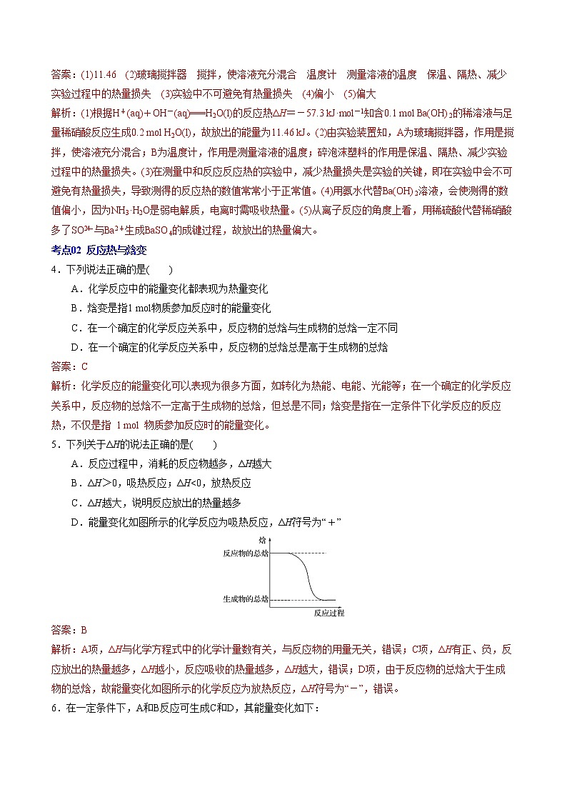 单元复习01 化学反应的热效应【过习题】2022-2023学年高二化学单元复习过过过(人教版2019选择性必修1)(解析版)第2页