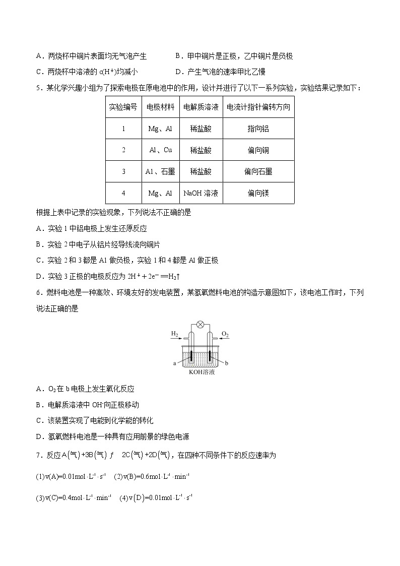 第六章 化学反应与能量（B卷·能力提升练）-【单元测试】2022-2023学年高一化学分层训练AB卷（人教版2019必修第二册）02