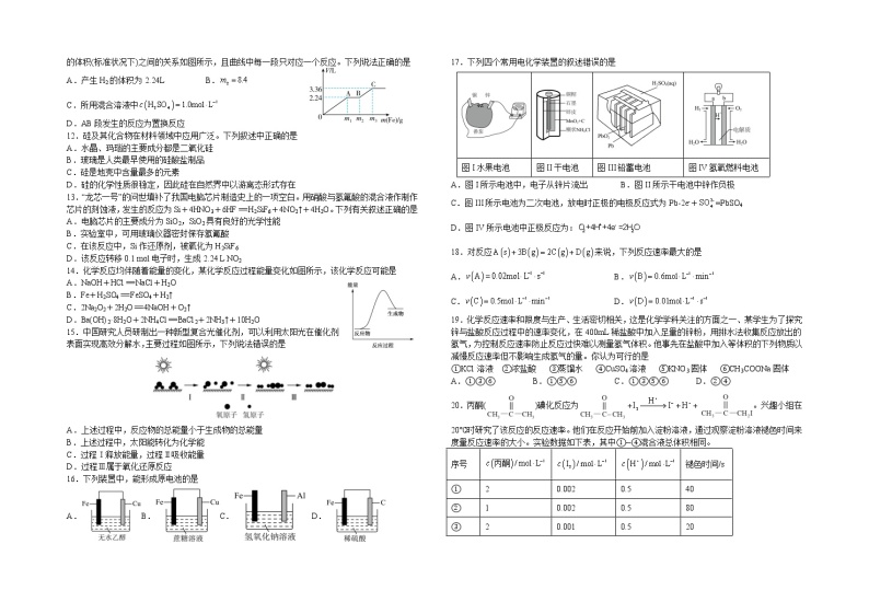 新疆乌鲁木齐市重点中学2022-2023学年高一下学期期中考试化学试题（Word版含答案）02