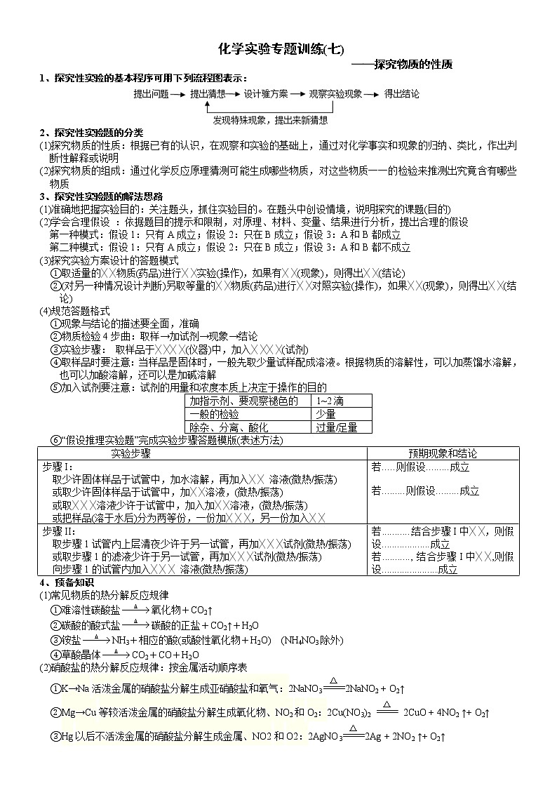 突破09 探究性型实验(一)-备战2023年高考化学《化学实验大题》专题突破系列01