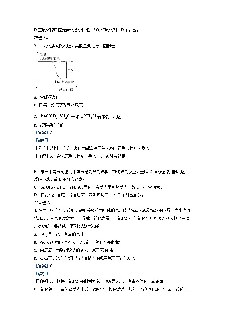 吉林省长春市农安县2021-2022学年高一下学期学情调研化学试题(解析版)第2页