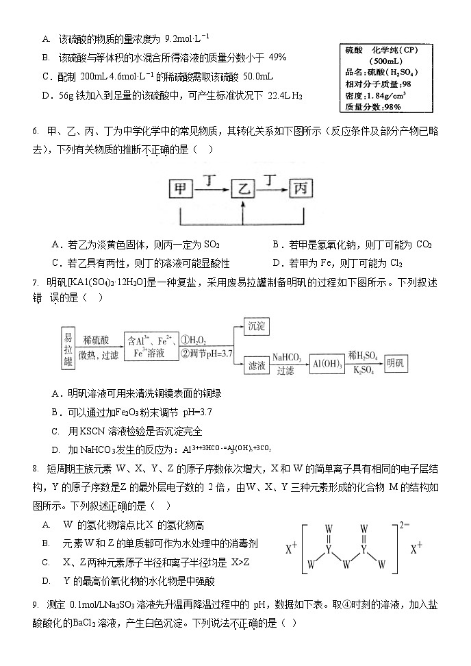 2023届河南省名校协作体高三下学期模拟测试三化学试卷第2页