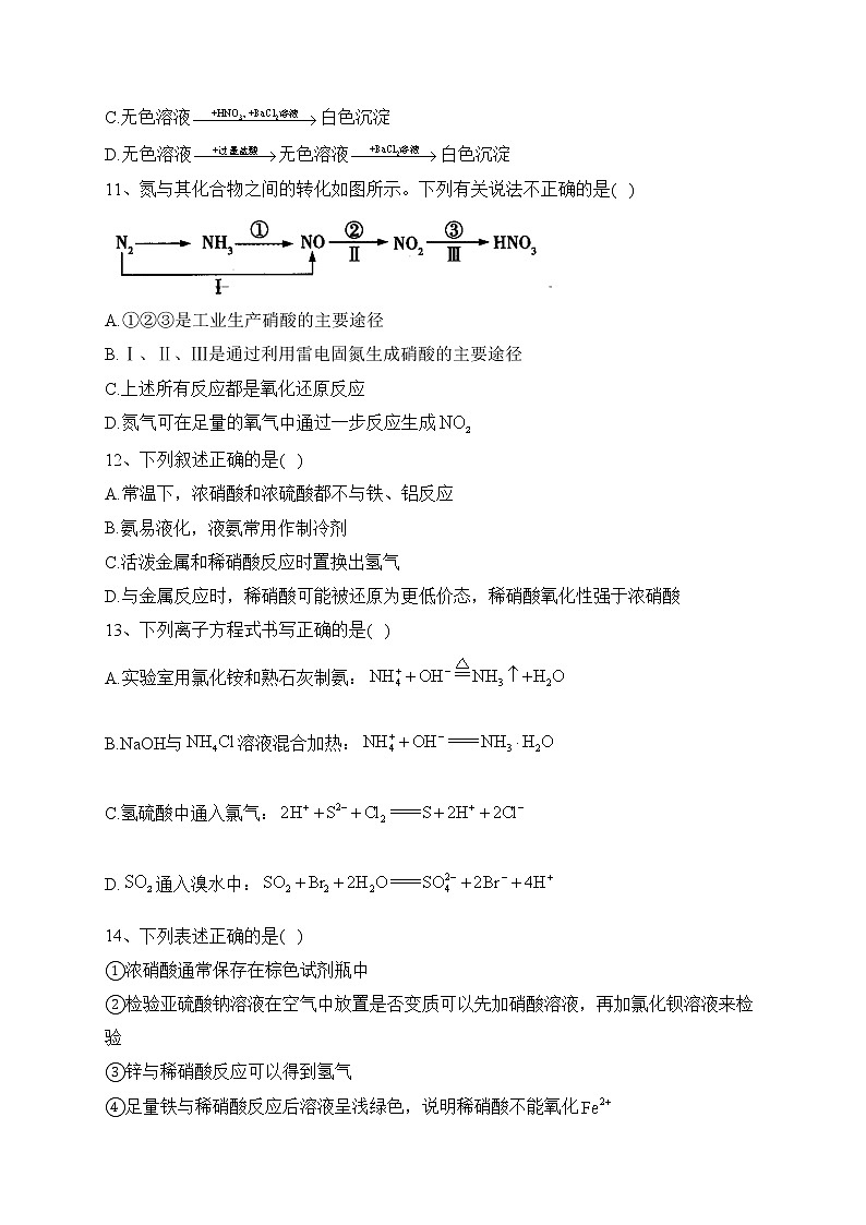 贵州省松桃民族中学2022-2023学年高一下学期第一次月考化学试卷(含答案)第3页