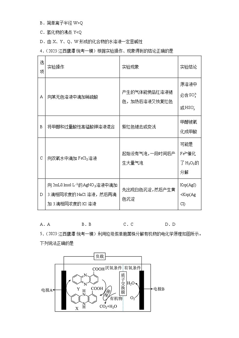 江西省鹰潭市2021届-2023届高考化学三年模拟(一模)按题型分类汇编-01选择题第2页