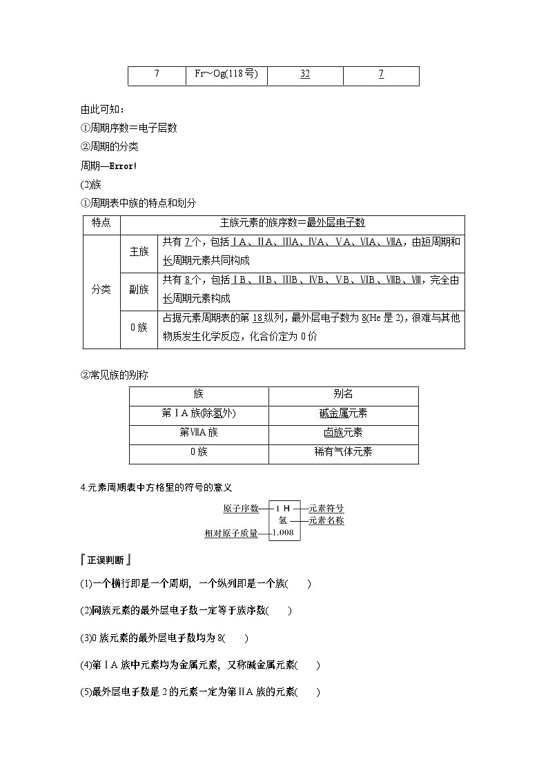 第4章 第1节 第2课时 元素周期表 核素 学案2022-2023学年高一化学人教版(2019)必修第一册02