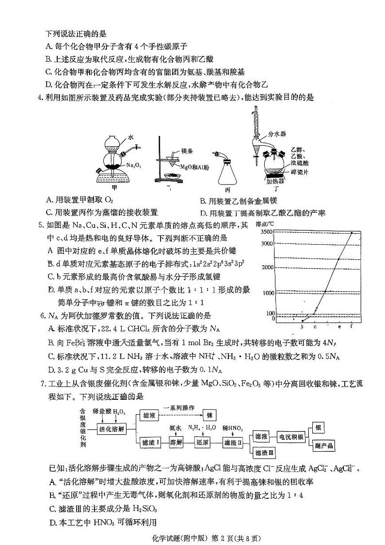 2023届湖南省长沙市湖南师范大学附属中学高三下学期模拟试卷(二)化学第2页