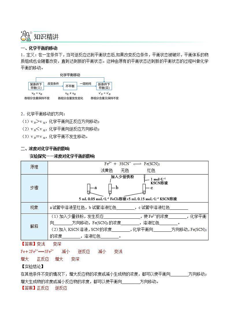高中化学新教材同步选择性必修第1册 第10讲 化学平衡(三)影响化学平衡的因素(教师版)第2页