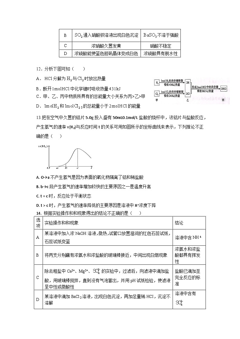 高一年级化学期中测试卷第3页