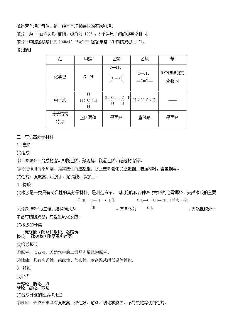 7.2.2 烃 有机高分子材料(精品学案)-高一化学同步学习高效学讲练(人教版必修第二册)02