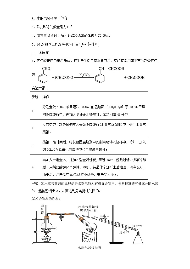 陕西省2022-2023学年高三第三次模拟考试理综化学试卷(含解析)03