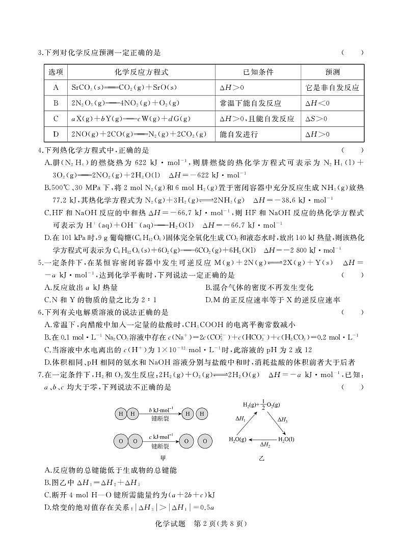 2022-2023学年河南省青桐鸣高二上学期期中联考试题化学 PDF版02