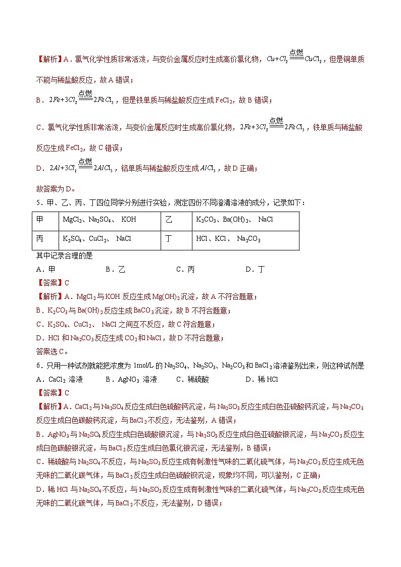 2023年山东省夏季普通高中学业水平合格考试化学模拟卷03(解析版)第2页