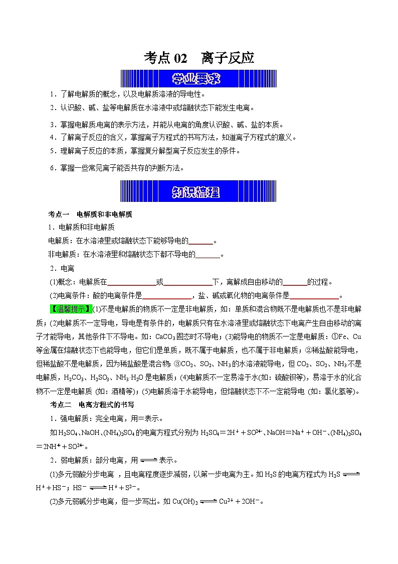 考点02  离子反应(学生版)第1页