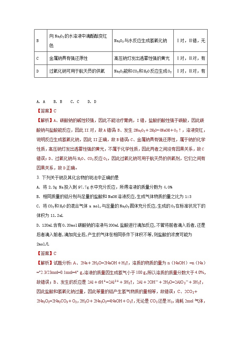 河北省衡水中学2018届高三上学期一轮复习周测化学试题Word版含解析第2页