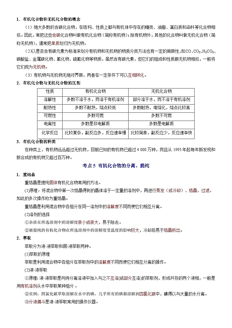专题1 有机化学的发展及研究思路——【期末复习】高二化学单元复习知识点梳理(苏教版2019选择性必修3)02