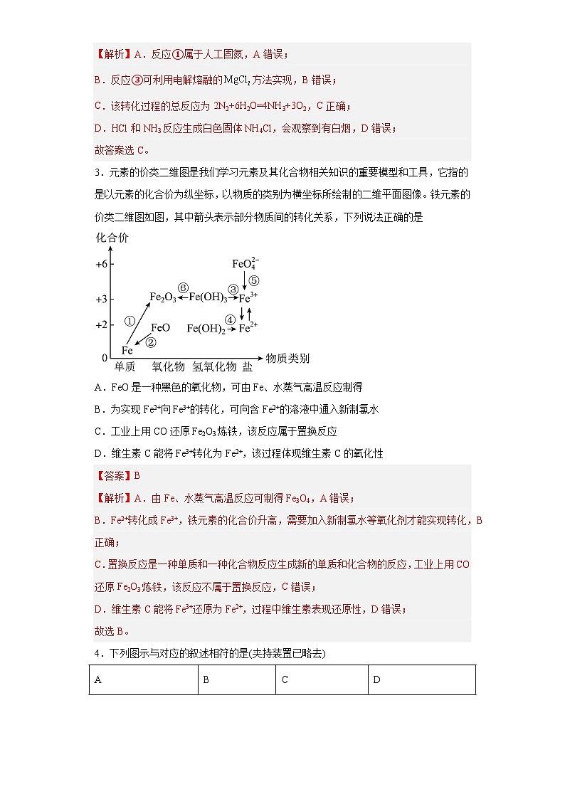 期中模拟题(一)——2022-2023学年高一化学下学期期末知识点精讲+训练学案+期末模拟卷(沪科版2020必修第二册)(解析版)第2页