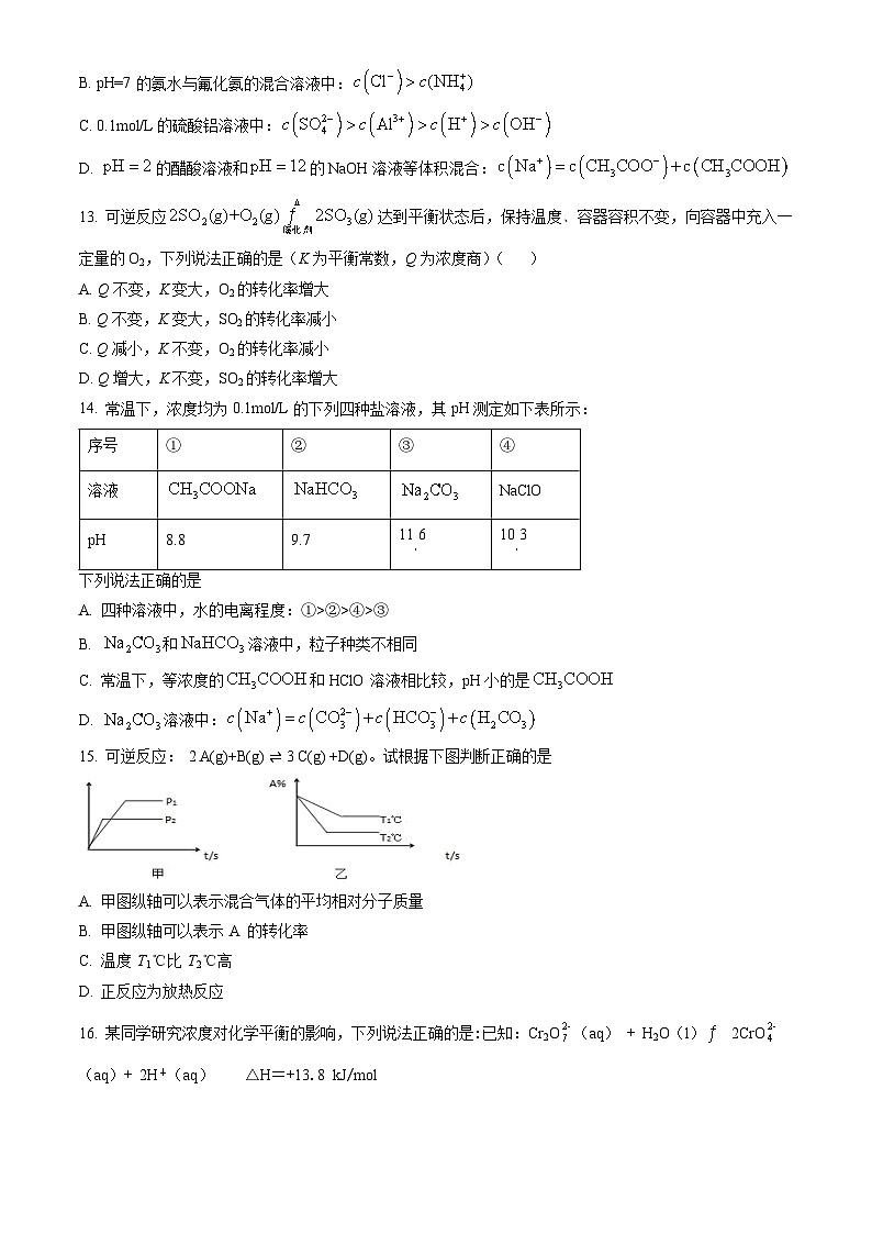 2022北京十四中高二(上)期中化学(教师版)第3页