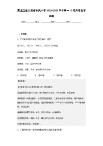 2022-2023学年黑龙江省大庆市东风中学高一10月月考化学试题含解析