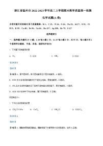浙江省温州市2022-2023学年高一上学期期末教学质量统一检测（A卷）化学试题含解析