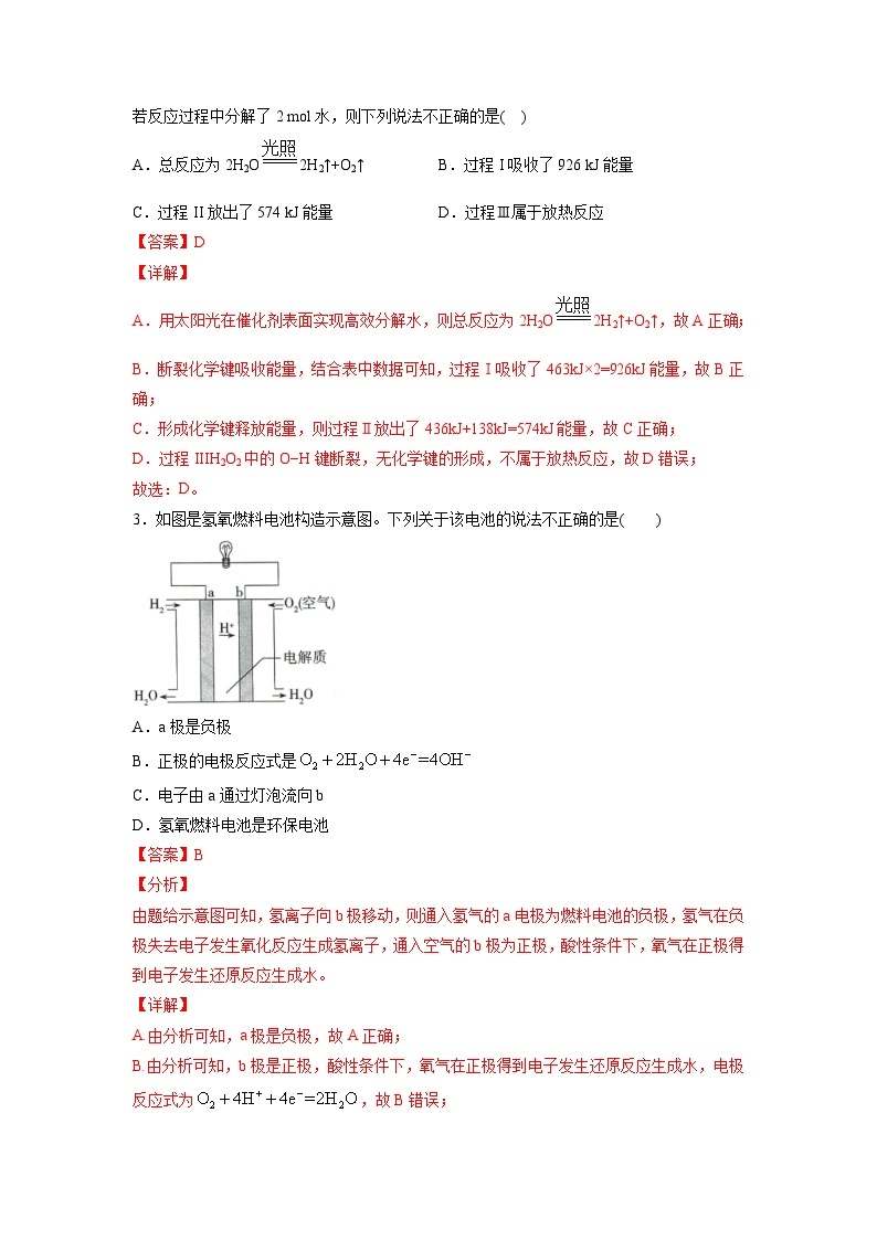 人教版 (2019)必修第二册 周测小卷 第07周 专题强化练二 反应中能量变化的计算和新型电池分析02