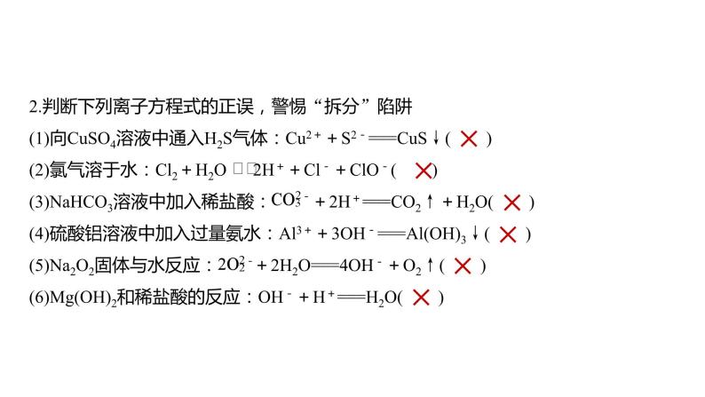 2024年高考化学一轮复习（新高考版） 第1章 热点强化2　离子方程式的正误判断 课件04