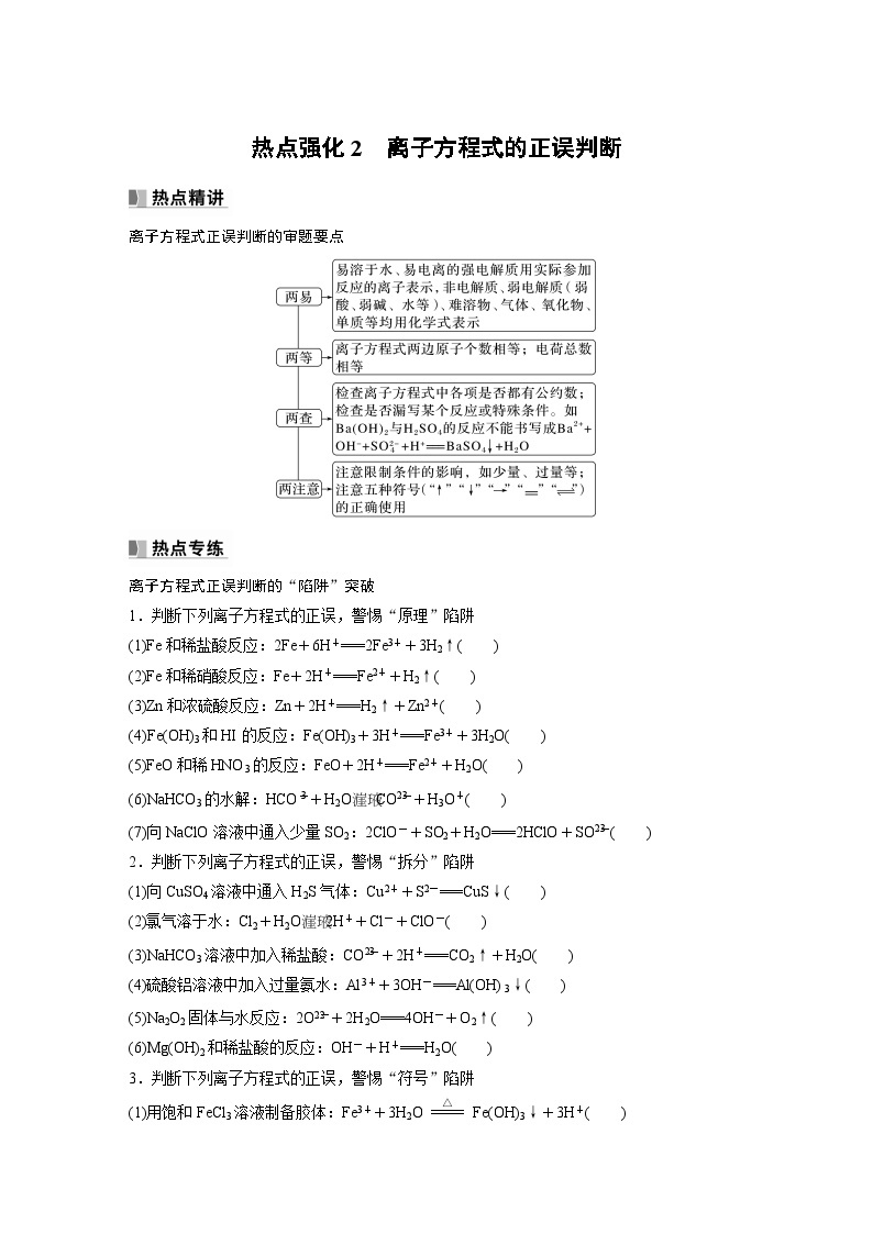 2024年高考化学一轮复习（新高考版） 第1章 热点强化2　离子方程式的正误判断 课件01