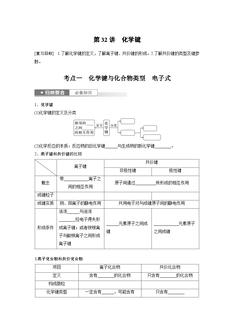 2024年高考化学一轮复习（新高考版） 第6章 第32讲　化学键 练习课件01