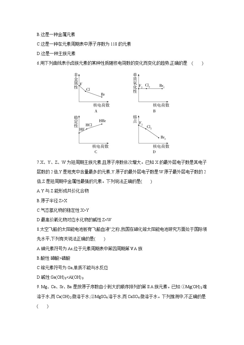 2023年人教版新教材高中化学高一学年暑假巩固练习-元素周期表 元素周期律02