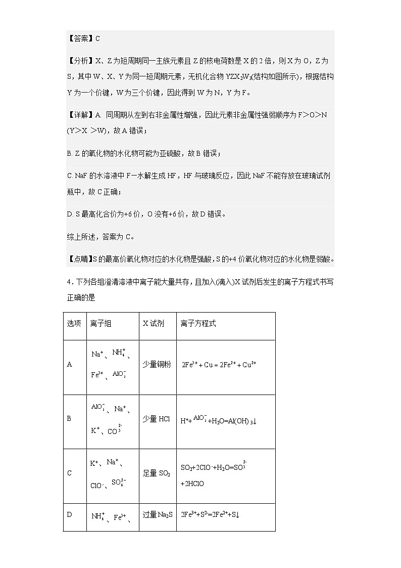 2022-2023学年福建省高三上学期化学1月质检考前模拟试题含解析第3页