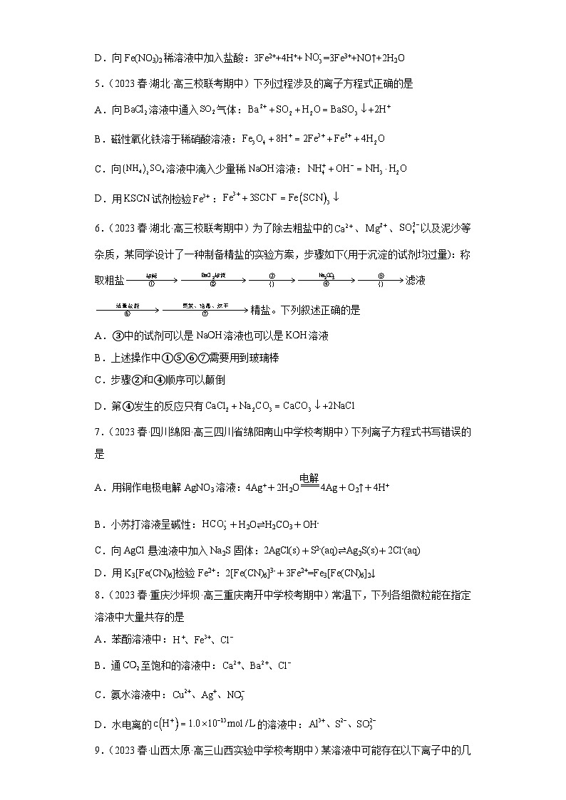2024届高三新高考化学大一轮专题练习-离子反应第2页
