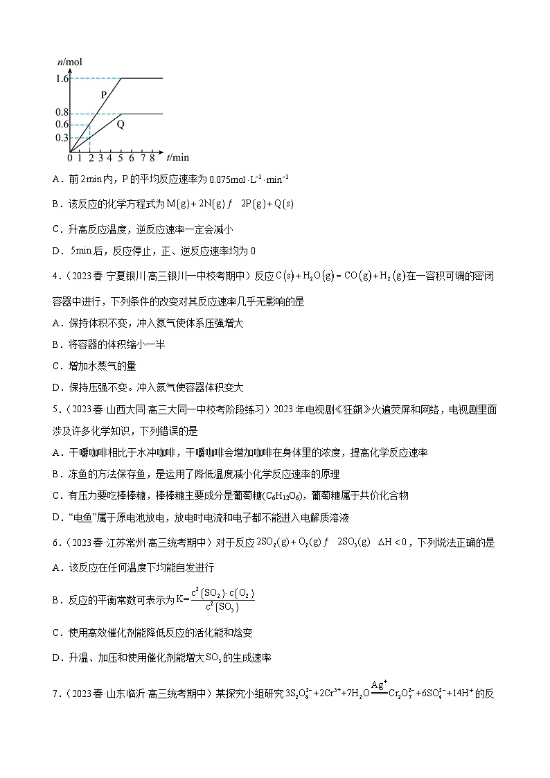 2024届高三新高考化学大一轮专题练习-影响化学反应速率的因素02