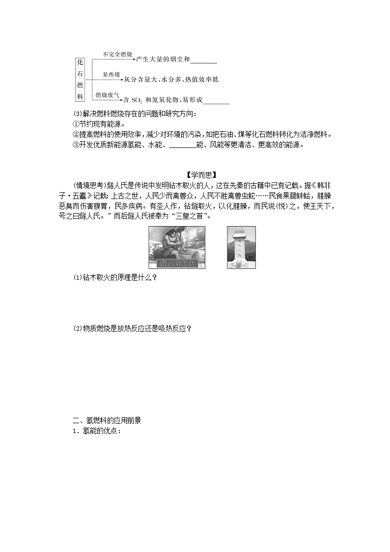 新教材2023版高中化学专题6化学反应与能量变化第二单元化学反应中的热第2课时燃料燃烧释放的能量氢燃料的应用前景学案苏教版必修第二册02