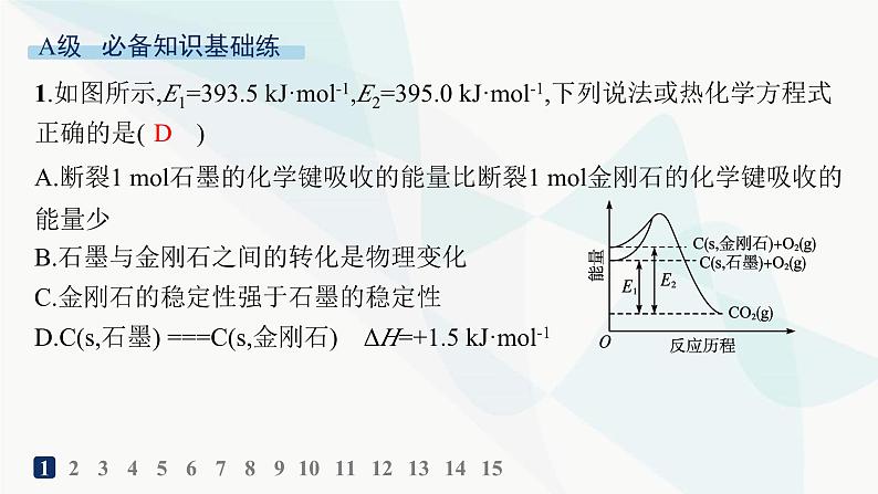 人教版高中化学选择性必修1第1章第2节反应热的计算分层作业3反应热的计算课件02