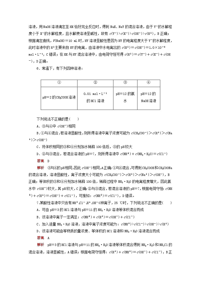 高考化学一轮复习强化训练四离子浓度大小比较(含解析)第3页
