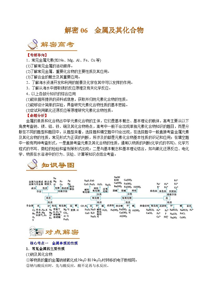高考化学二轮复习解密06 金属及其化合物(讲义)(含解析)第1页