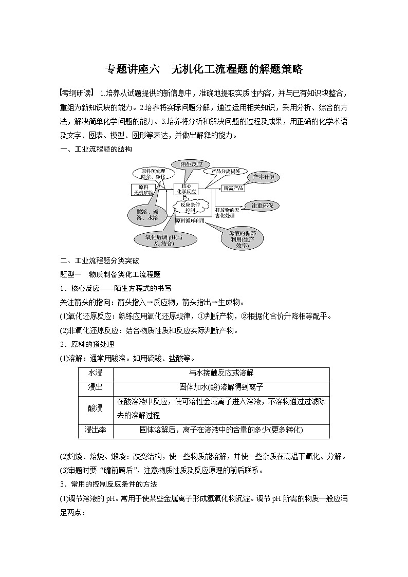 高考化学一轮复习讲练 第8章 专题讲座六 无机化工流程题的解题策略 (含解析)01