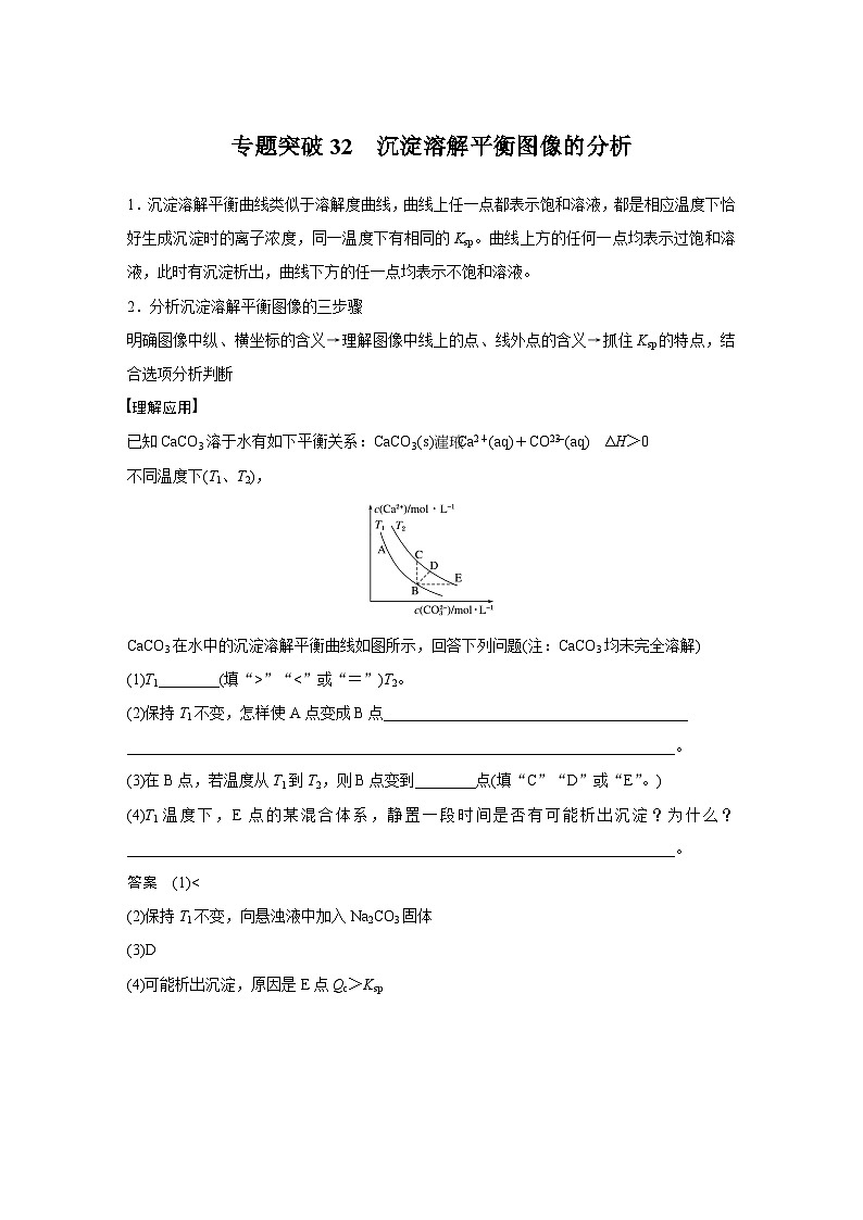 高考化学一轮复习讲练 第8章 专题突破32 沉淀溶解平衡图像的分析 (含解析)01
