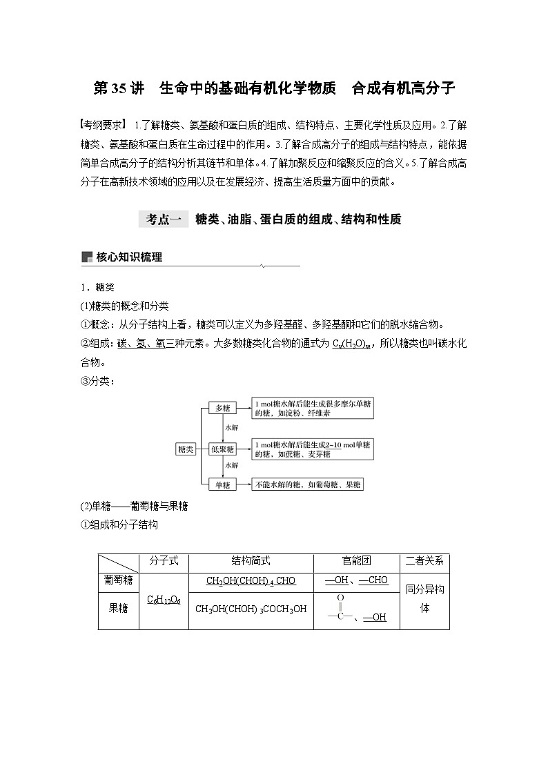 高考化学一轮复习讲练 第11章 第35讲 生命中的基础有机化学物质 合成有机高分子 (含解析)第1页