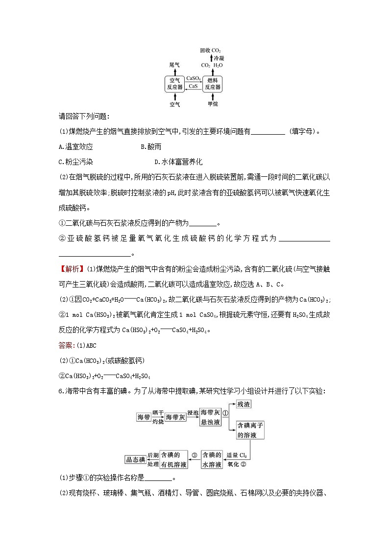 高考化学一轮复习课时分层提升练十四4.5海水资源的开发利用环境保护与绿色化学(含解析)第3页