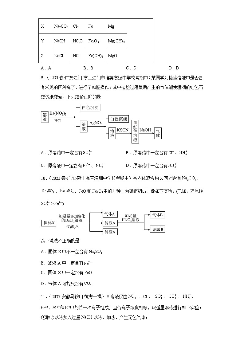2024届高三新高考化学大一轮专题练习--离子反应第3页